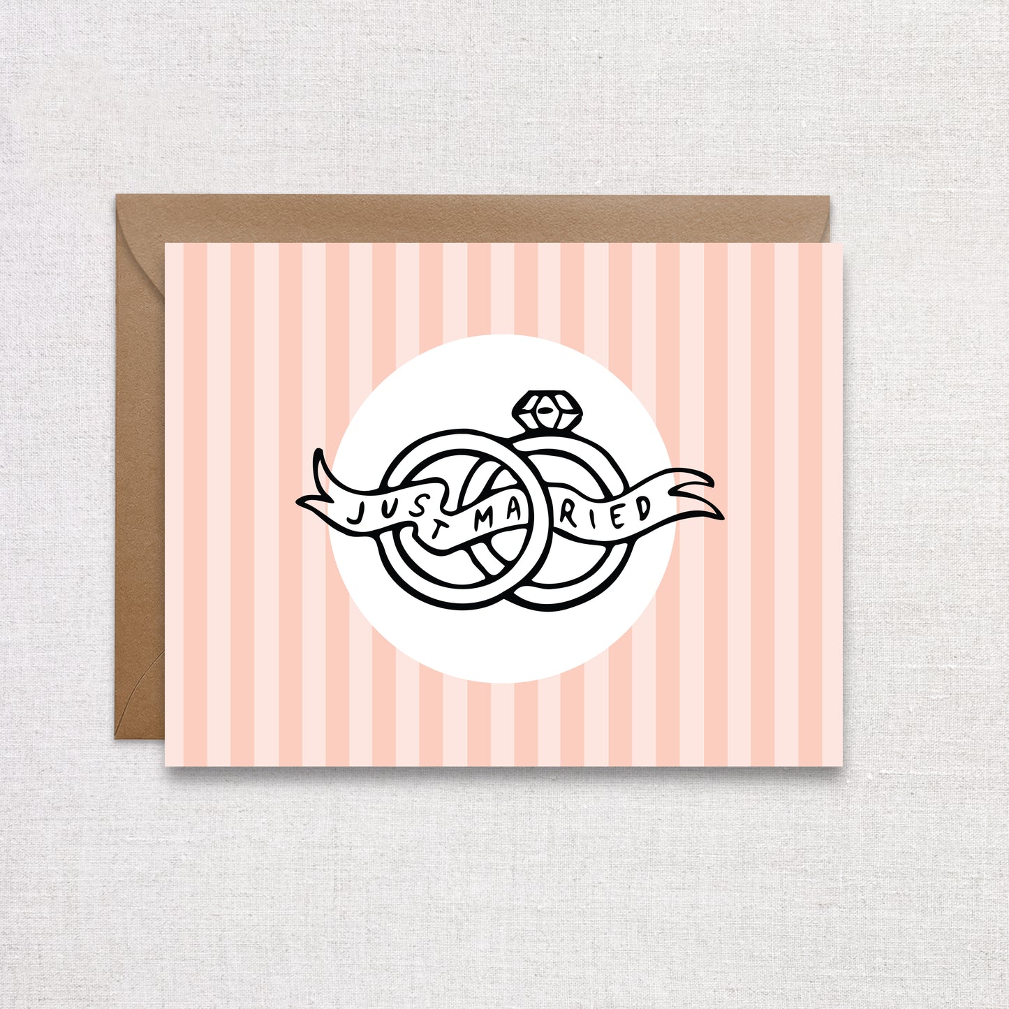Pink Pastel Just Married Wedding Celebration Card