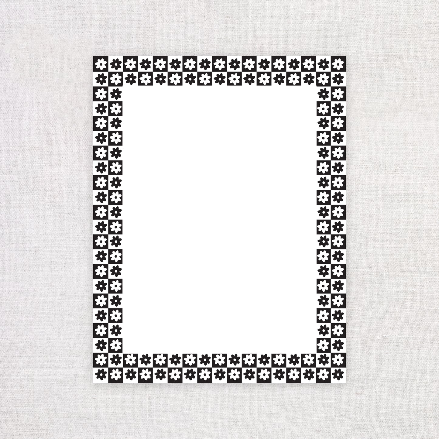 Black and White Checkered Flower Pattern Notepad