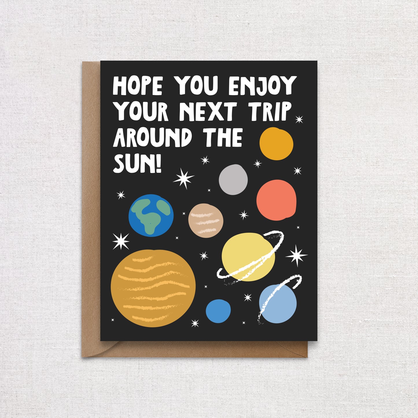 Trip Around The Sun Planets Birthday Card