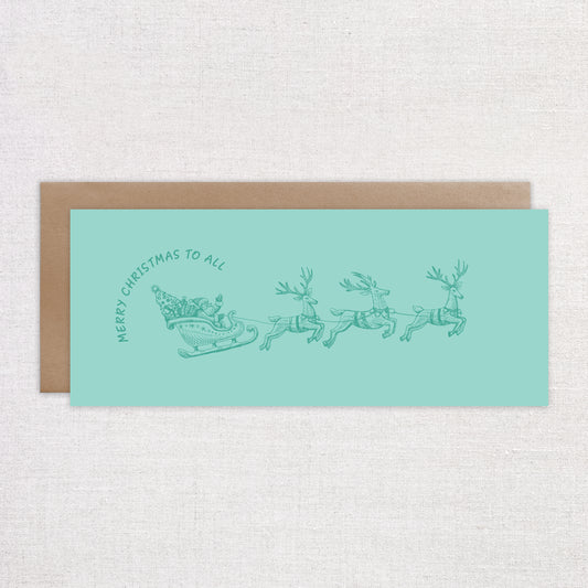 Santa's Sleigh and Reindeer Christmas Card