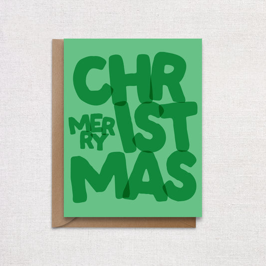 Merry Christmas Green Holiday Card
