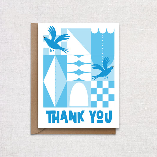 Funky Birds Thank You Card