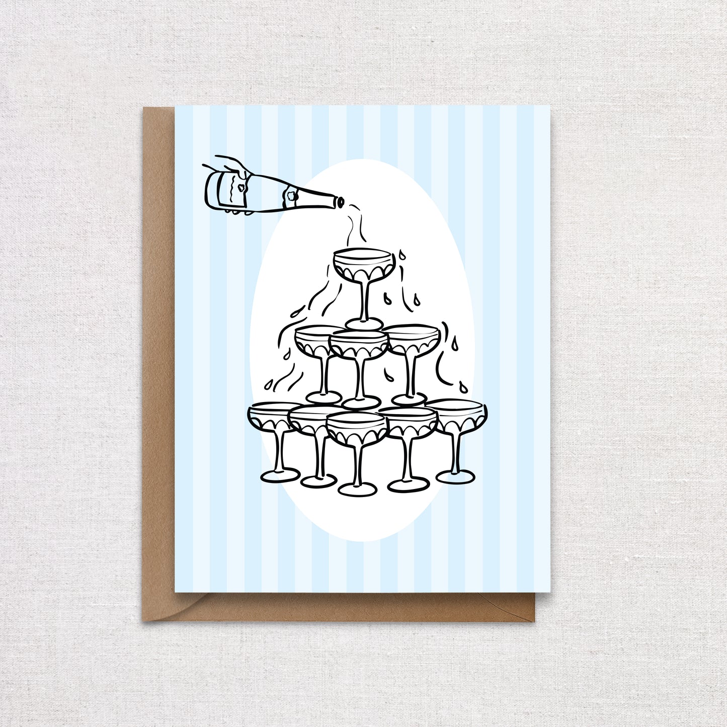 Blue Pastel Champagne Wedding Celebration Card