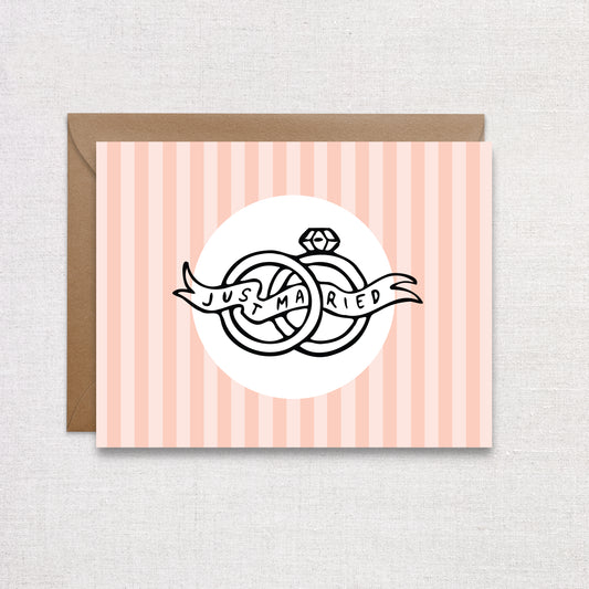 Pink Pastel Just Married Wedding Celebration Card