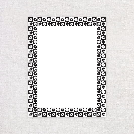 Black and White Checkered Flower Pattern Notepad