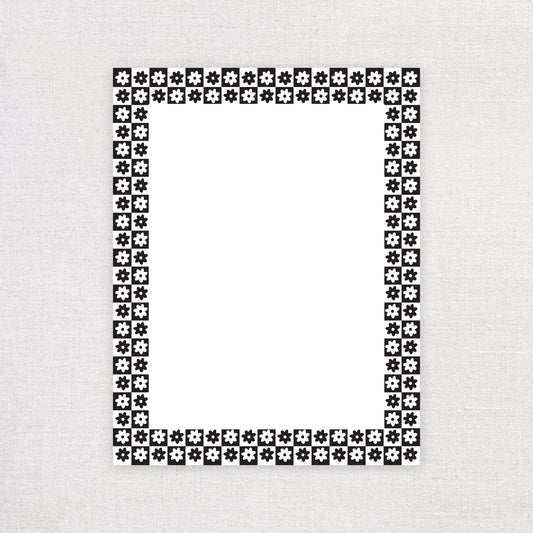 Black and White Checkered Flower Pattern Notepad