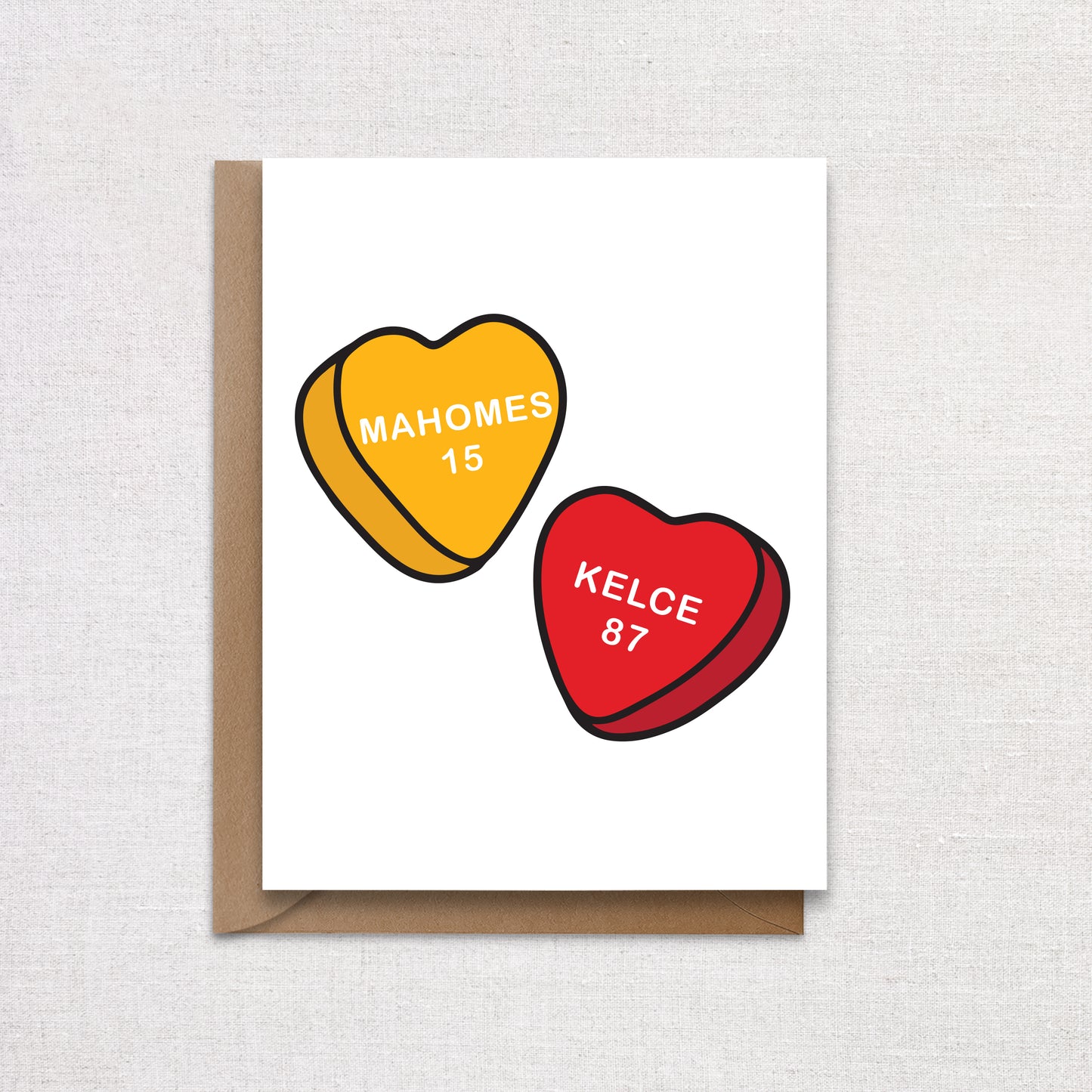 Kansas City Chiefs Football Valentine's Day Card. Mahomes & Kelce.