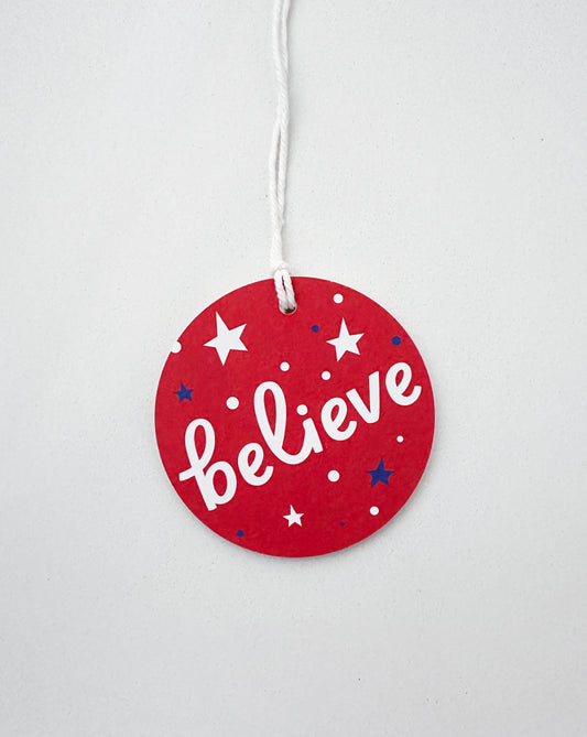 Blue & Red Believe Ornament