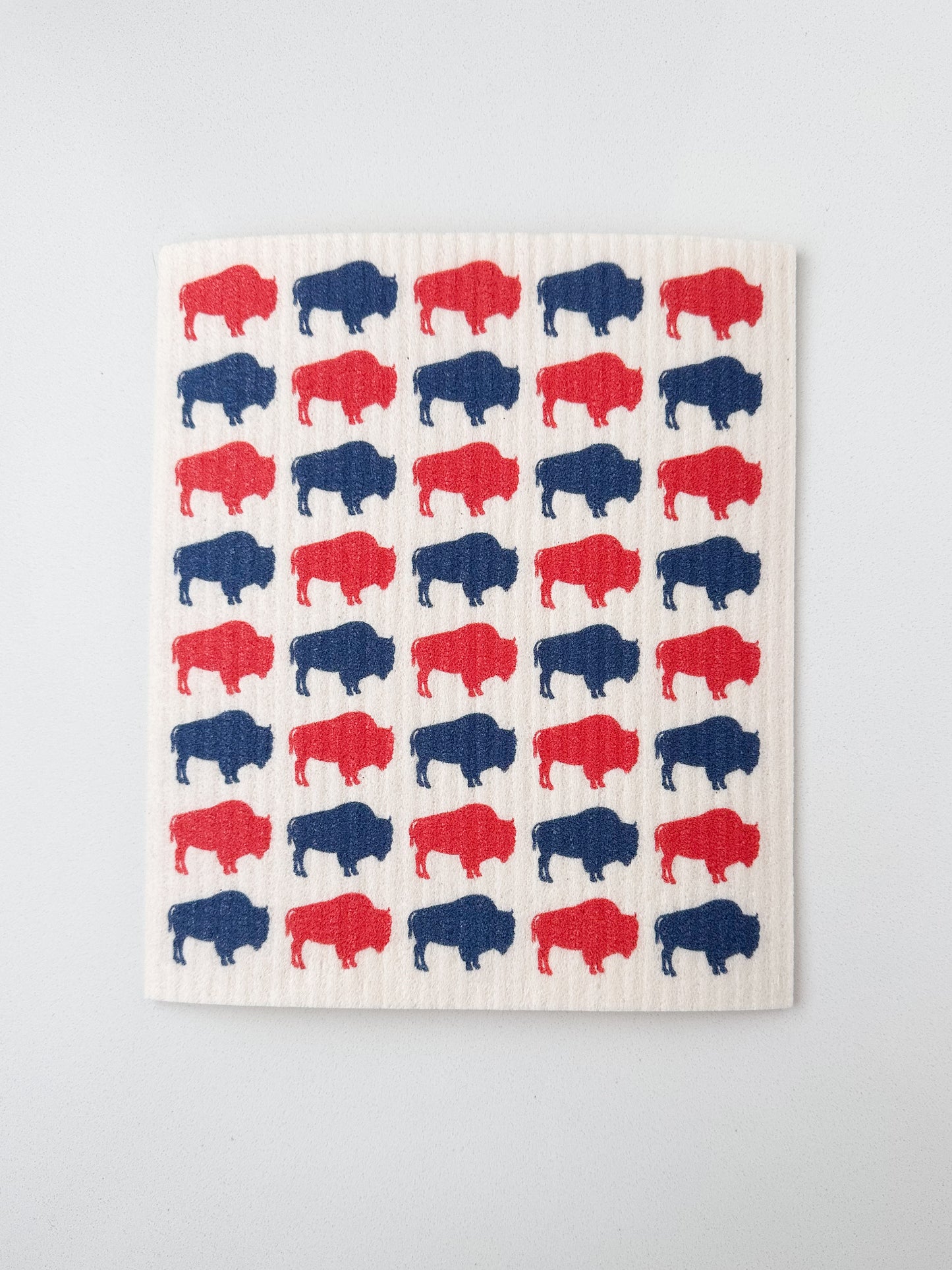 Red and Blue Buffalo Swedish Dish Towel