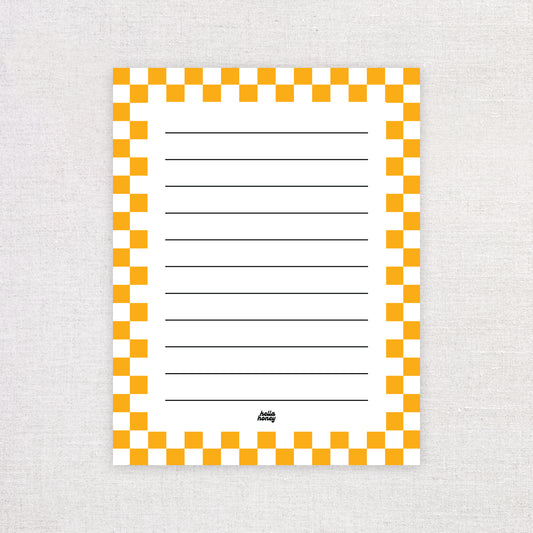 Yellow and White Checkered Pattern Notepad