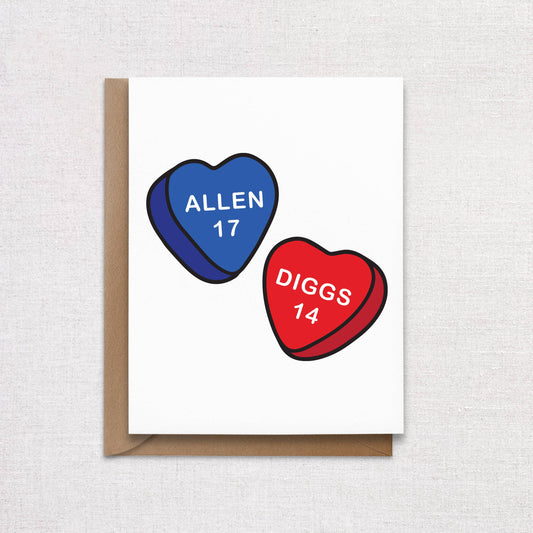 Buffalo Bills Football Valentine's Day Card. Allen & Diggs