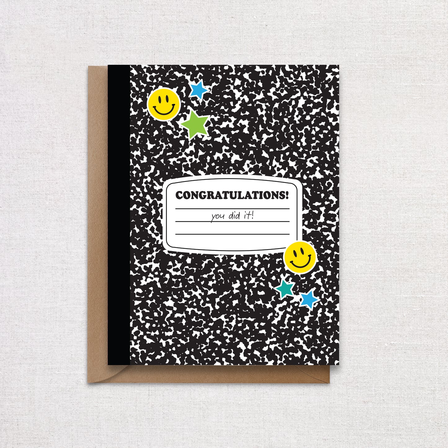 Congrats Graduate Composition Notebook Greeting Card. Recycled Greeting Card.