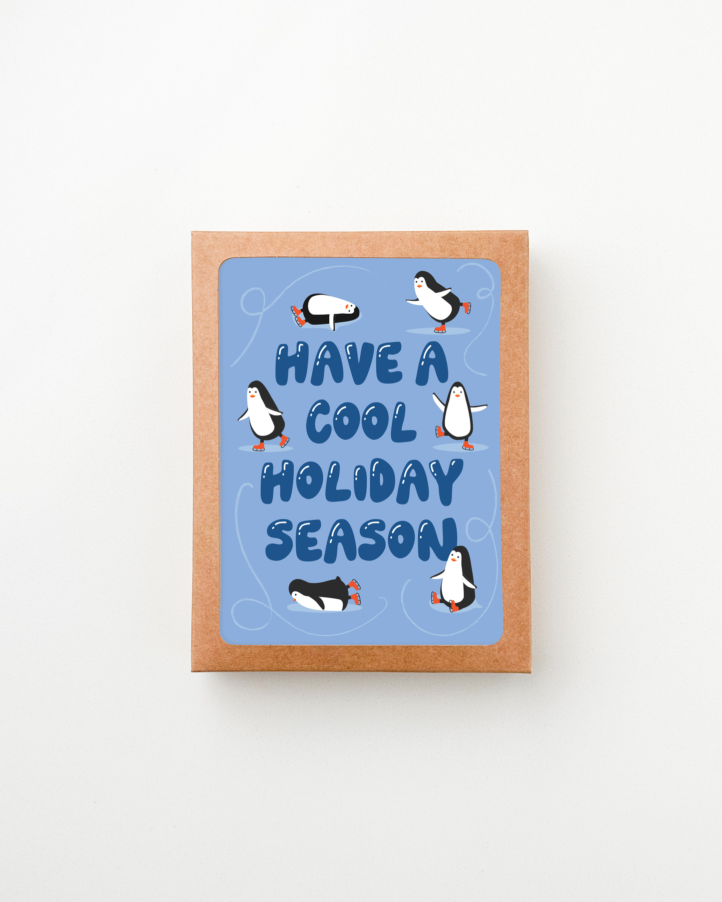 Penguin Ice Skating Holiday Card