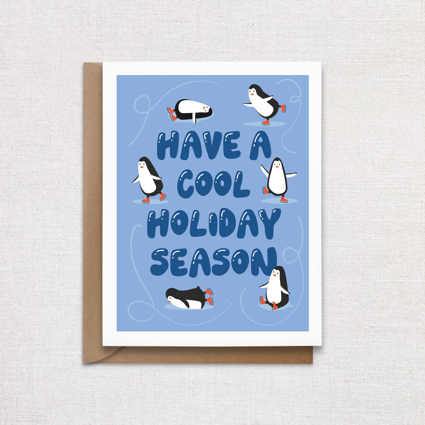 Penguin Ice Skating Holiday Card