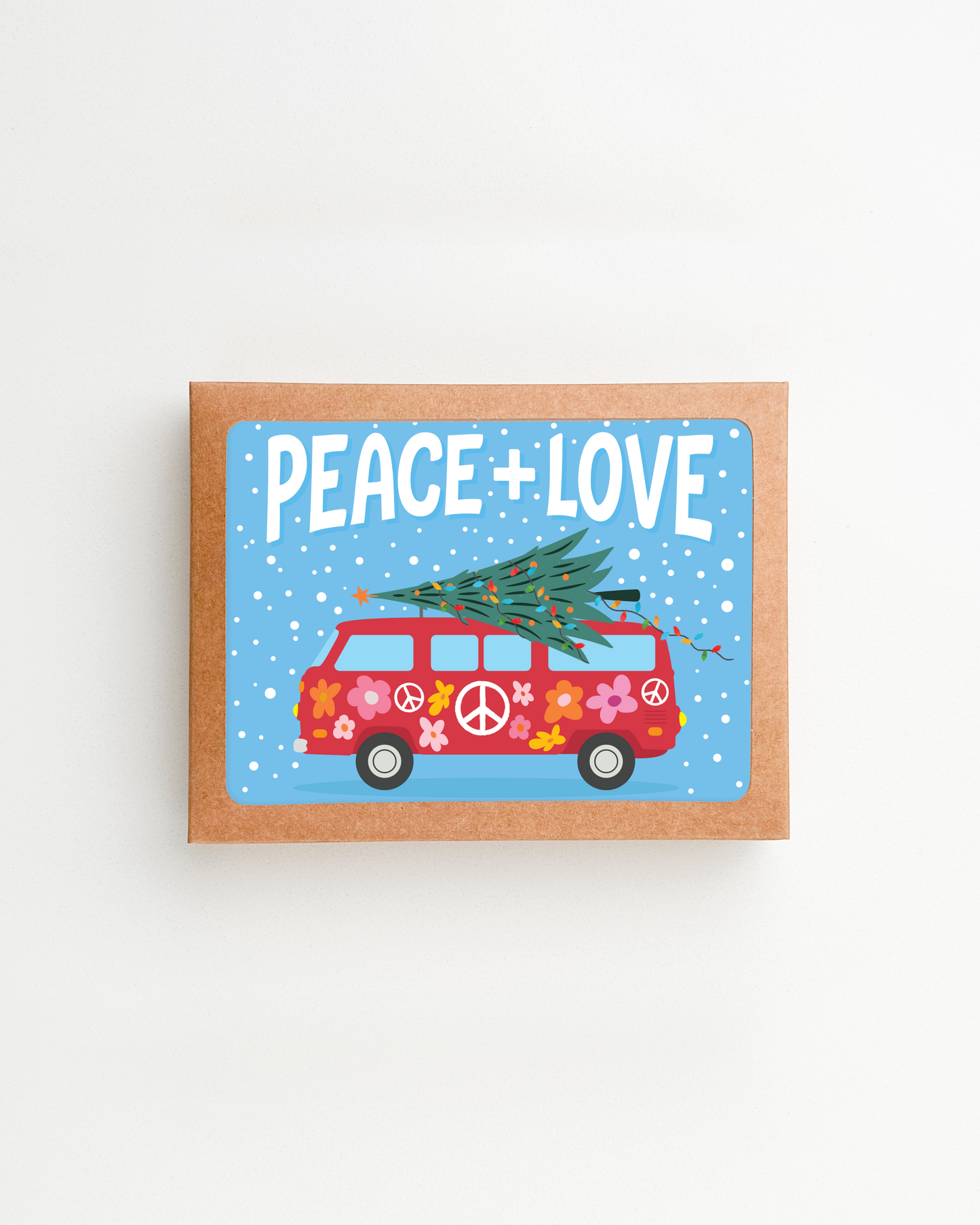 Peace & Love Volkswagen Bus Holiday Greeting Card