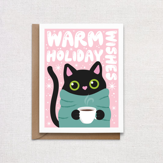 Warm Wishes Cat Holiday Card