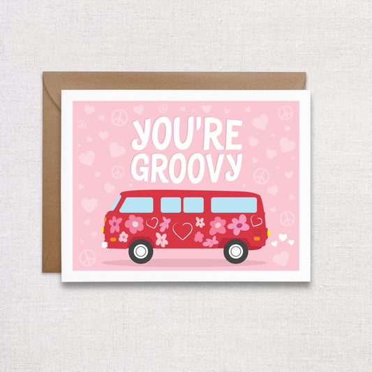 Groovy VW Love Bus Valentine's Day Card