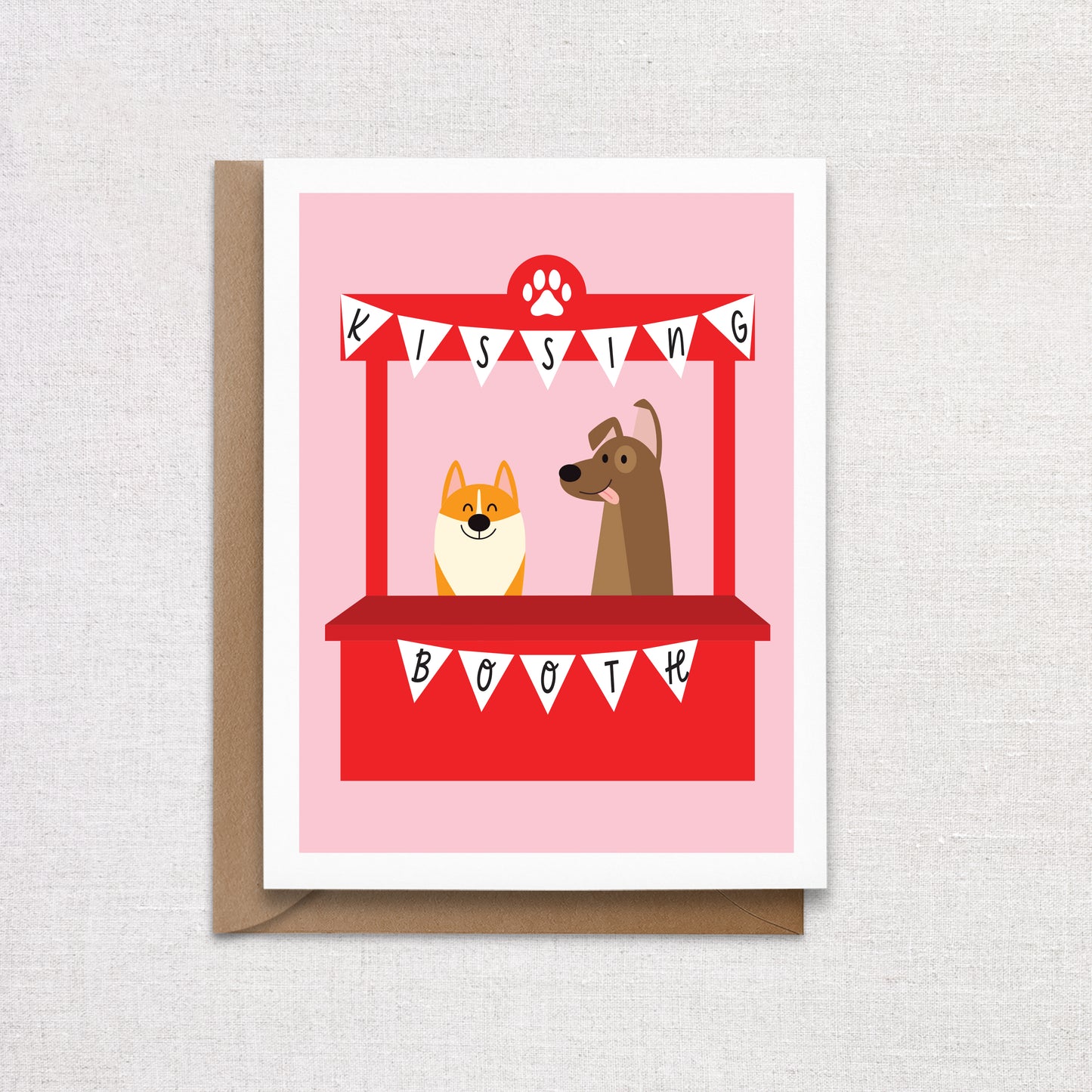 Kissing Booth Dog Valentine's Day Card. Dog Lover Valentine's Day Gift.