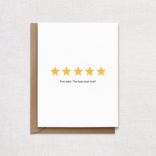 Five Stars Mother's Day Greeting Card. Simple Mom Card.
