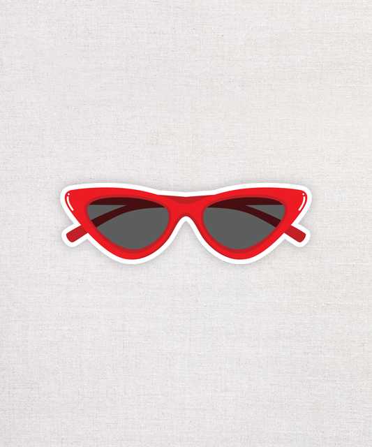 Red Cat Eye Sunglasses Eco-Friendly Sticker. Sustainable Water Bottle and Laptop Sticker.